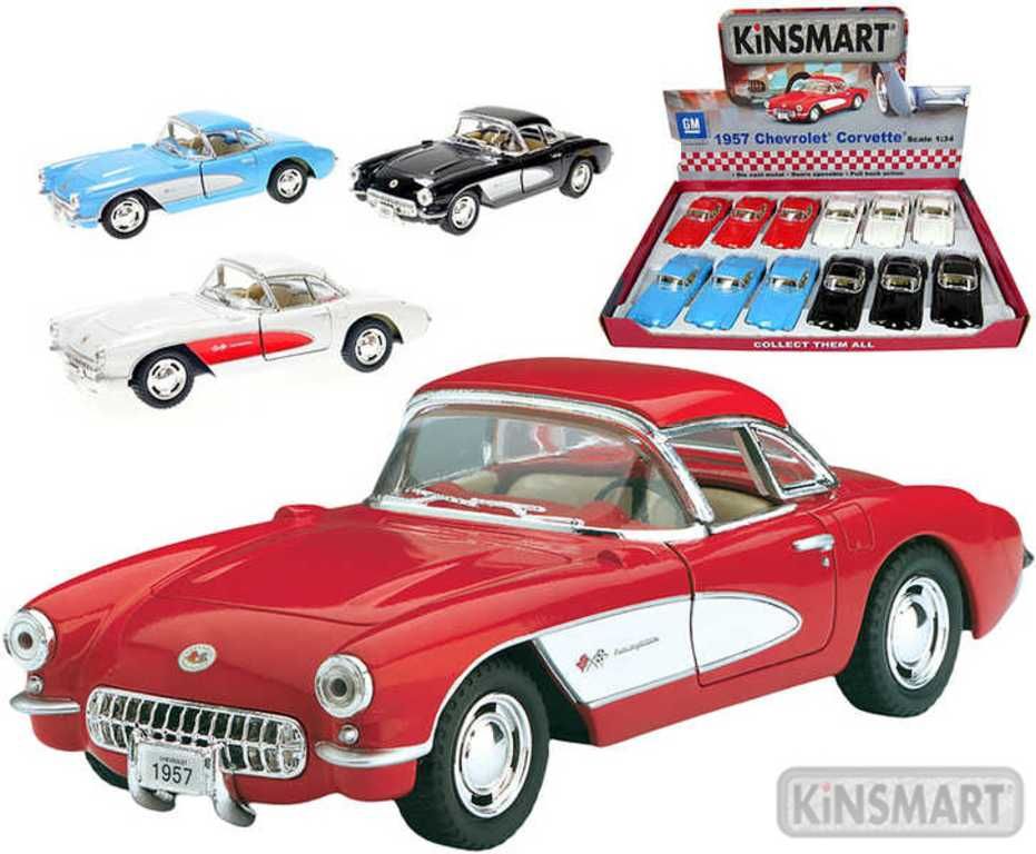 Auto model 1:34 CHEVROLET CORVETTE 1957 kov PB 12,5cm 4 barvy Kinsmart