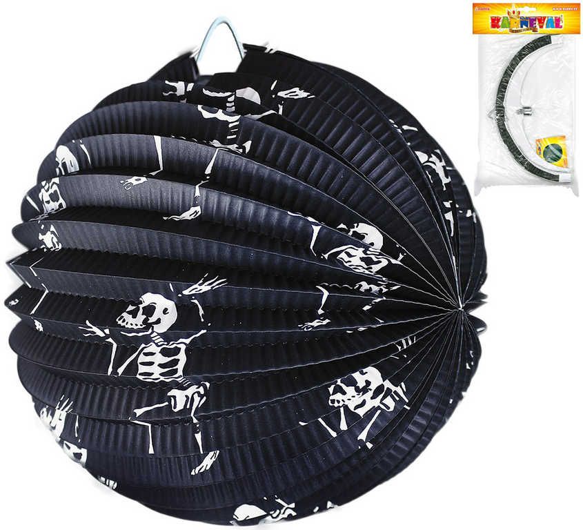 KARNEVAL Lampion Kostlivci kulatý papírový 25cm na svíčku