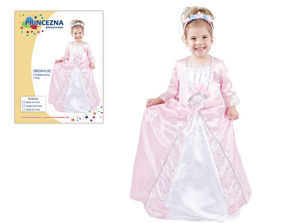 KARNEVAL Šaty PRINCEZNA S ČELENKOU vel.XS (92-104 cm) 3-4 let KOSTÝM