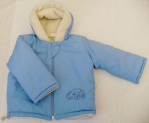 Kojenecká zimní šusˇáková bunda kabátek modrá 74